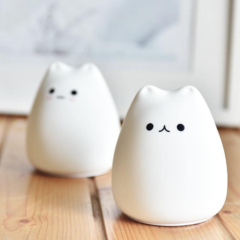 7 Colors LED Night Lamp for Kids Cat Silicone Light - Nagatta