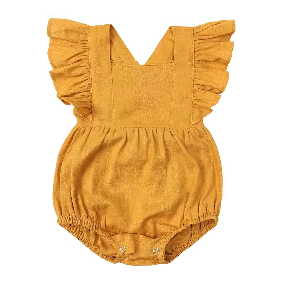 Baby Girl Linen Ruffle Romper for Stylish Comfort - Nagatta