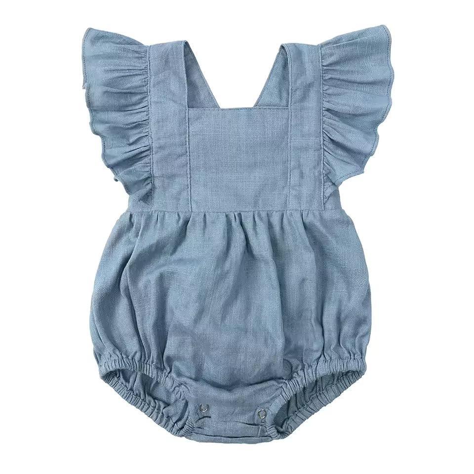 Baby Girl Linen Ruffle Romper for Stylish Comfort - Nagatta