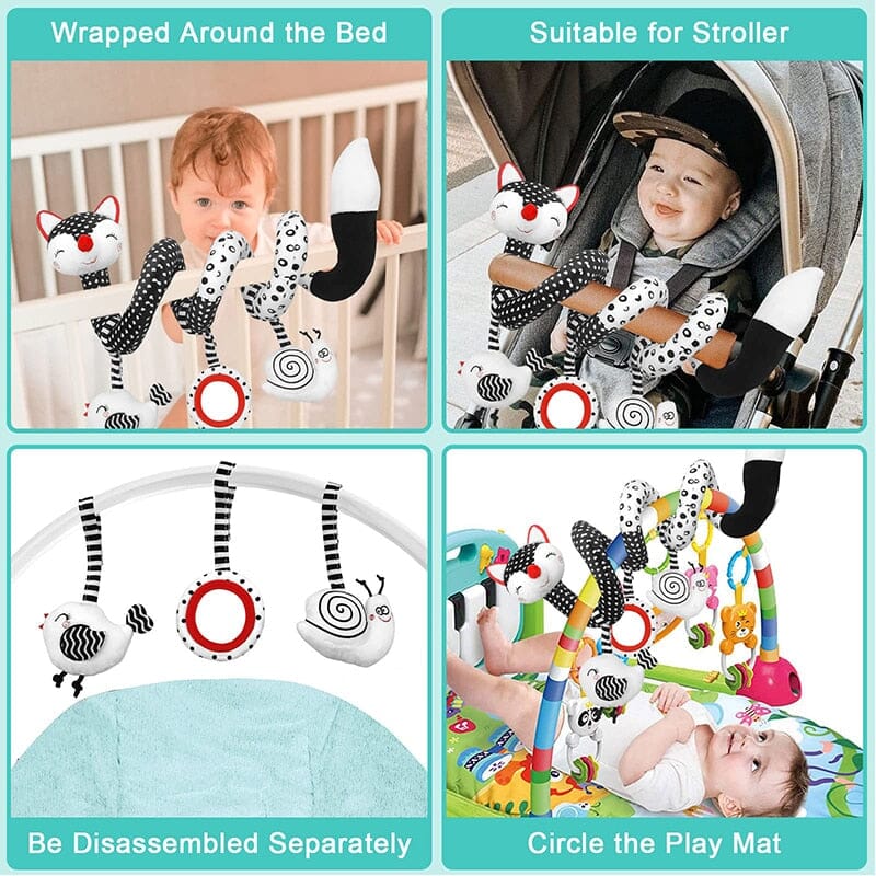 Baby Black White Stroller Spiral Plush Toys for Infants - Nagatta