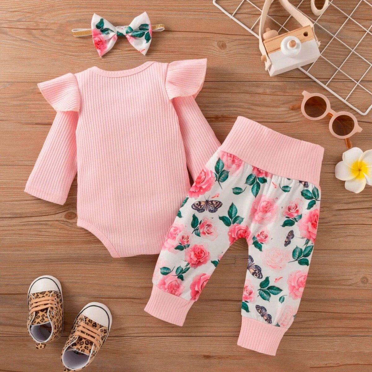 Baby Girl Floral Outfit 3-piece set - Nagatta