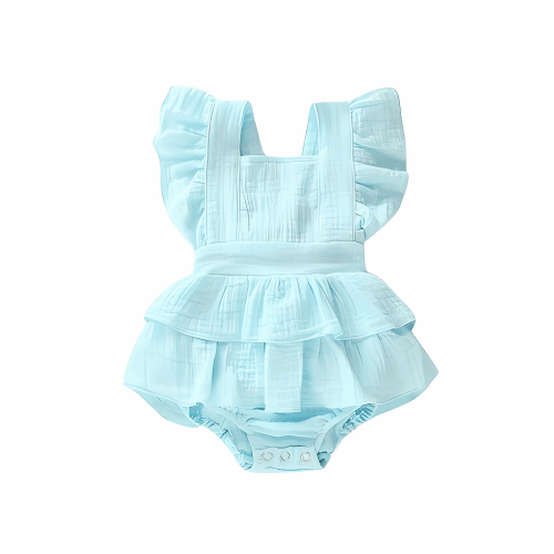 Baby Girl Back Bow Ruffle Romper for Stylish Comfort - Nagatta