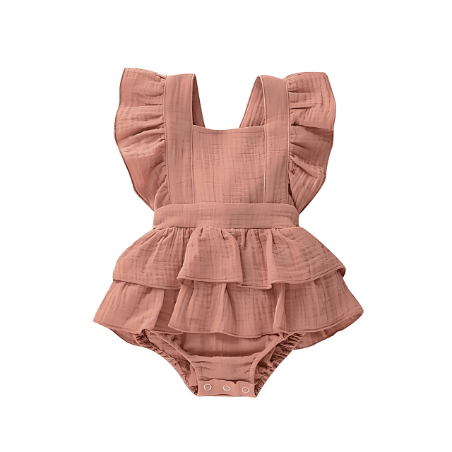 Baby Girl Back Bow Ruffle Romper for Stylish Comfort - Nagatta