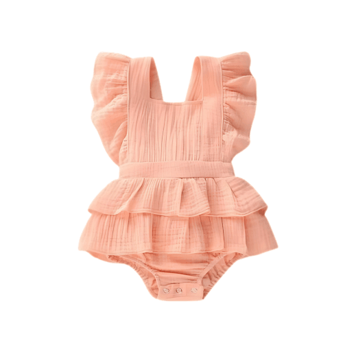 Baby Girl Back Bow Ruffle Romper for Stylish Comfort - Nagatta