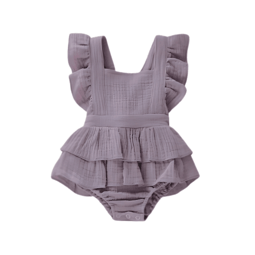 Baby Girl Back Bow Ruffle Romper for Stylish Comfort - Nagatta