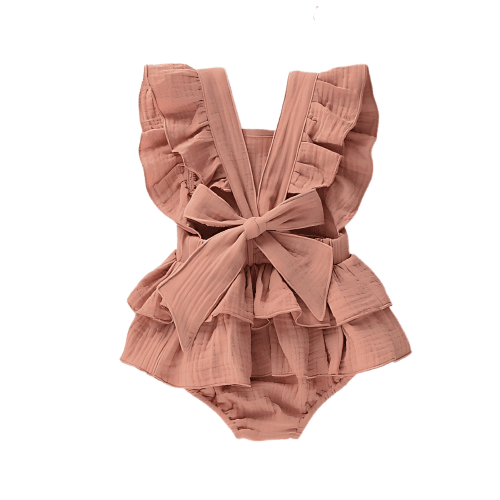 Baby Girl Back Bow Ruffle Romper for Stylish Comfort - Nagatta