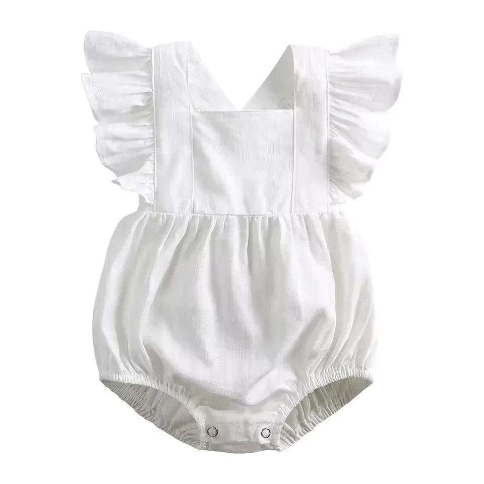 Baby Girl Linen Ruffle Romper for Stylish Comfort - Nagatta