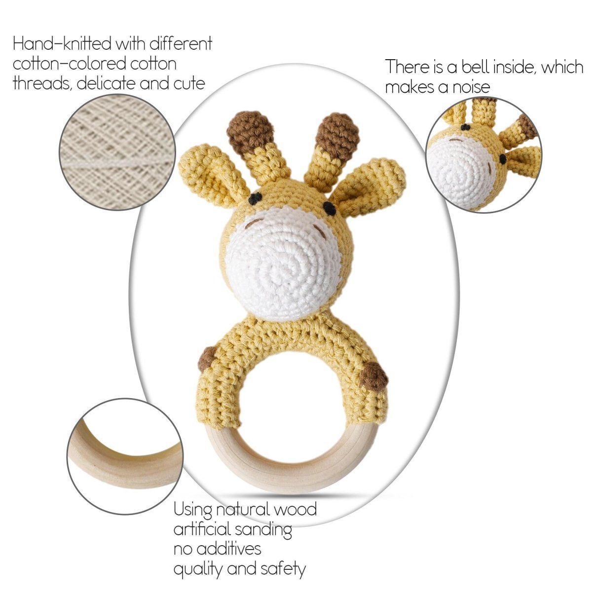 Crochet Animal Baby Teether Toy for Teething Relief - Nagatta