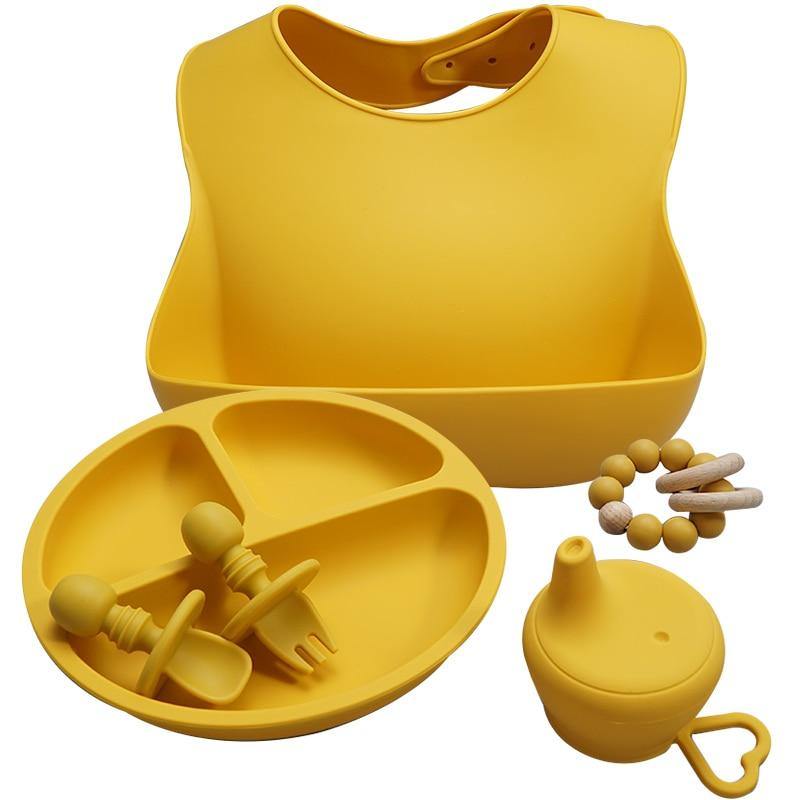 Deluxe Silicone Baby Feeding Set with Suction Bowls and Bib - Nagatta