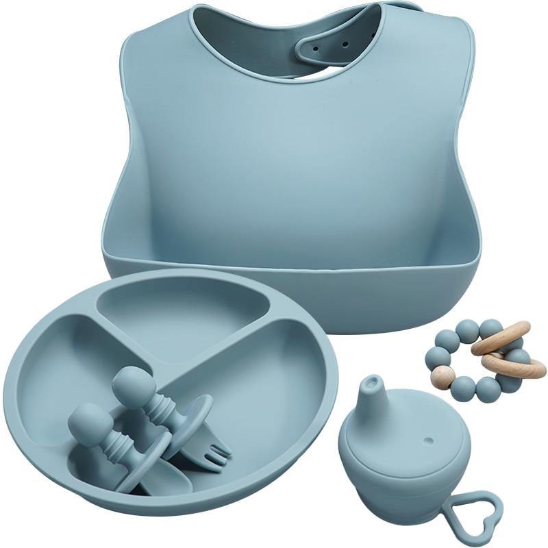 Deluxe Silicone Baby Feeding Set with Suction Bowls and Bib - Nagatta