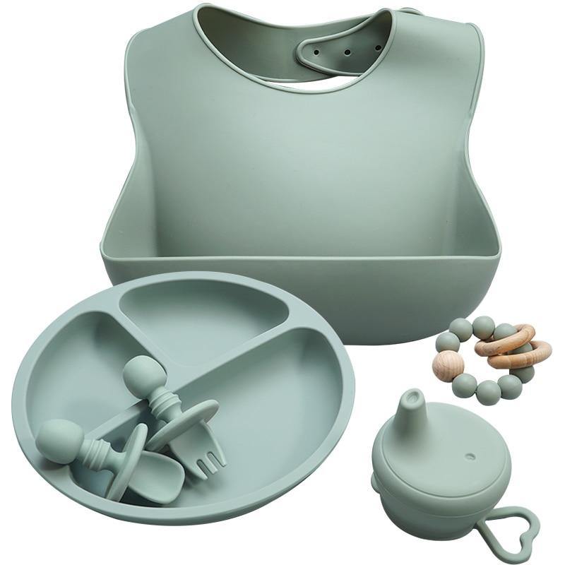 Deluxe Silicone Baby Feeding Set with Suction Bowls and Bib - Nagatta