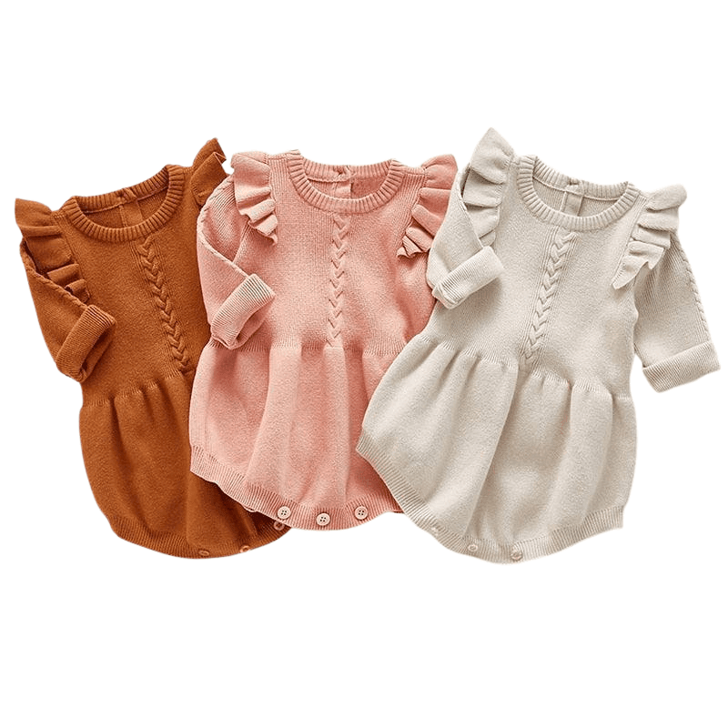 Baby Girl Knitted Ruffle Romper for Comfort and Style - Nagatta