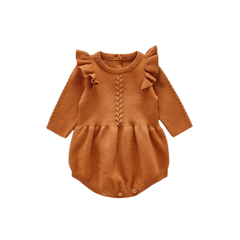 Baby Girl Knitted Ruffle Romper for Comfort and Style - Nagatta