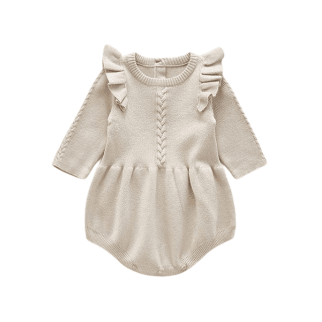 Baby Girl Knitted Ruffle Romper for Comfort and Style - Nagatta