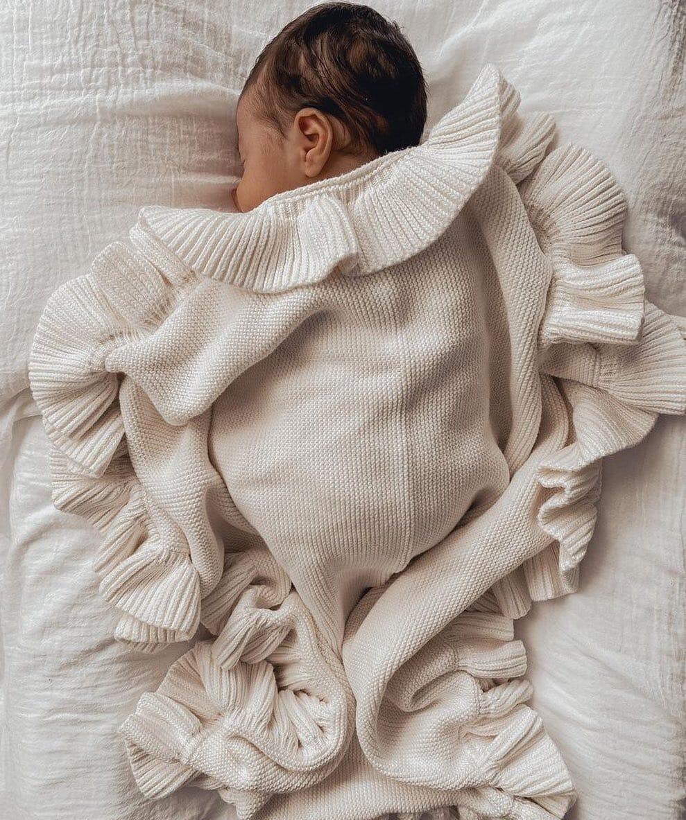 Knitted Baby Blankets Soft Ruffled Texture for Newborns - Nagatta