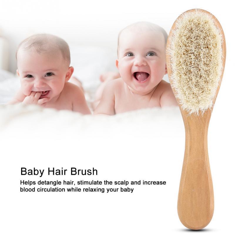 Natural Wool Baby Wooden Brush for Newborns Hair Care - Nagatta