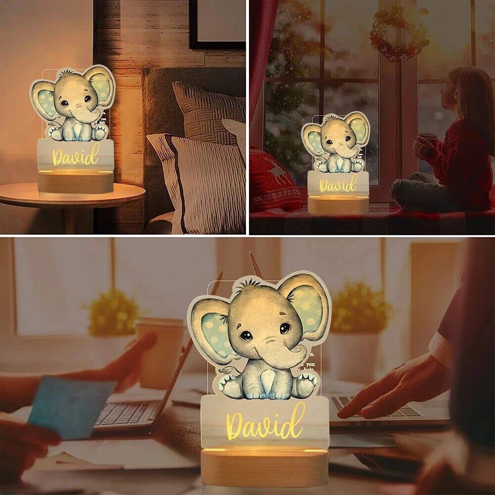 Personalised Baby Animal LED USB Night Light for Kids - Nagatta