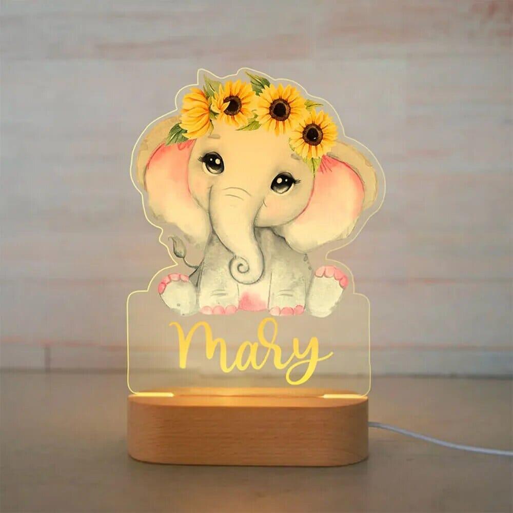 Personalised Baby Animal LED USB Night Light for Kids - Nagatta