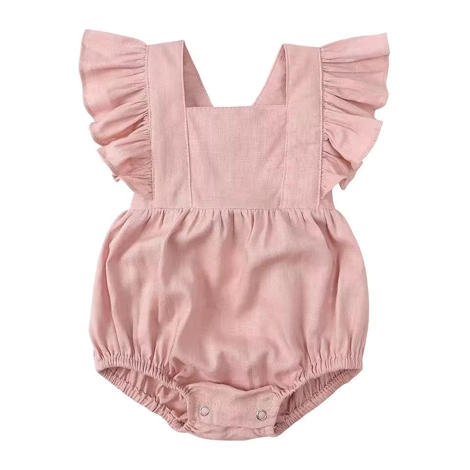 Baby Girl Linen Ruffle Romper for Stylish Comfort - Nagatta