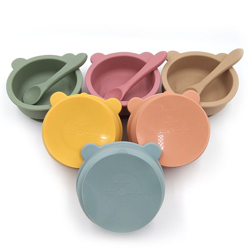 Silicone Baby Feeding Bowl With Spoon for Easy Mealtime - Nagatta