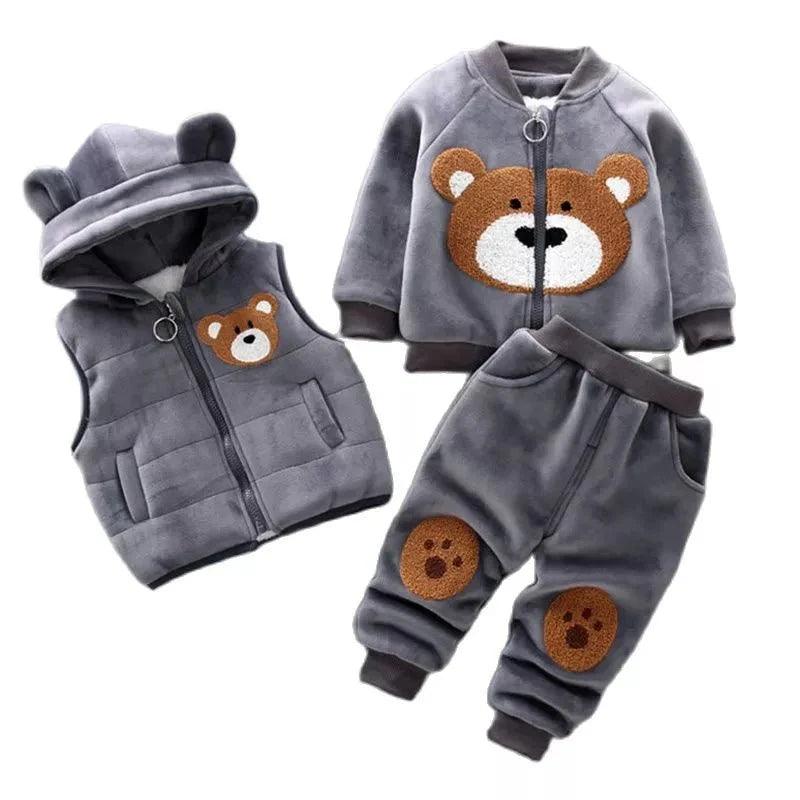 Thick Fleece Cartoon Bear Jacket Vest Pants - Nagatta