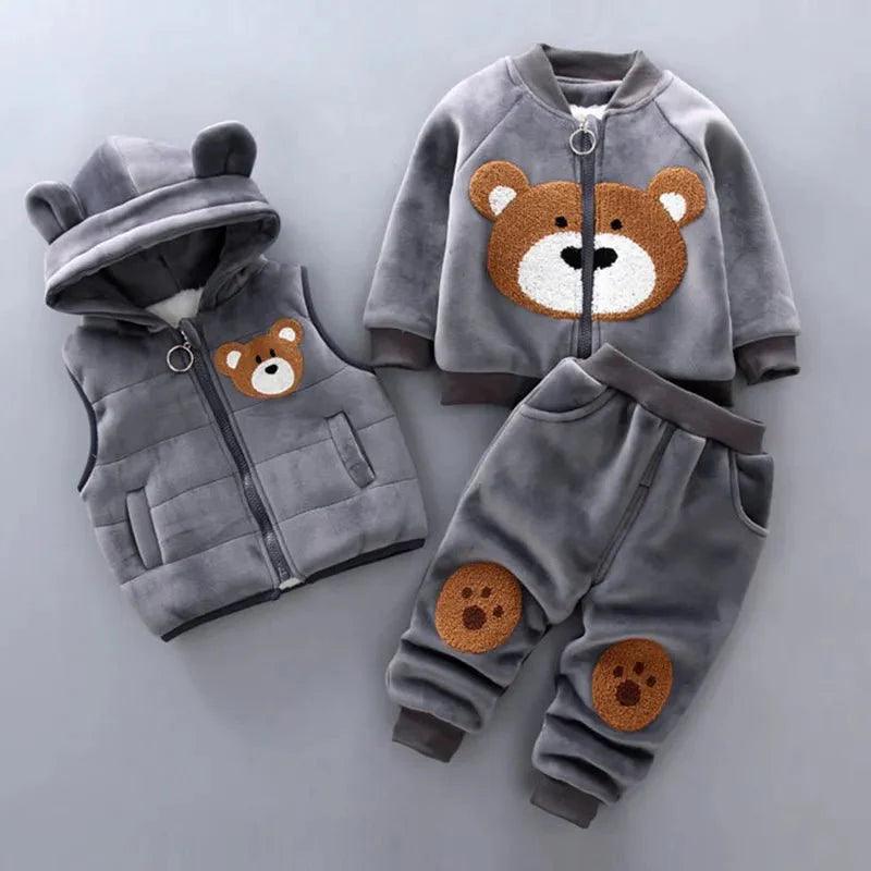 Thick Fleece Cartoon Bear Jacket Vest Pants - Nagatta