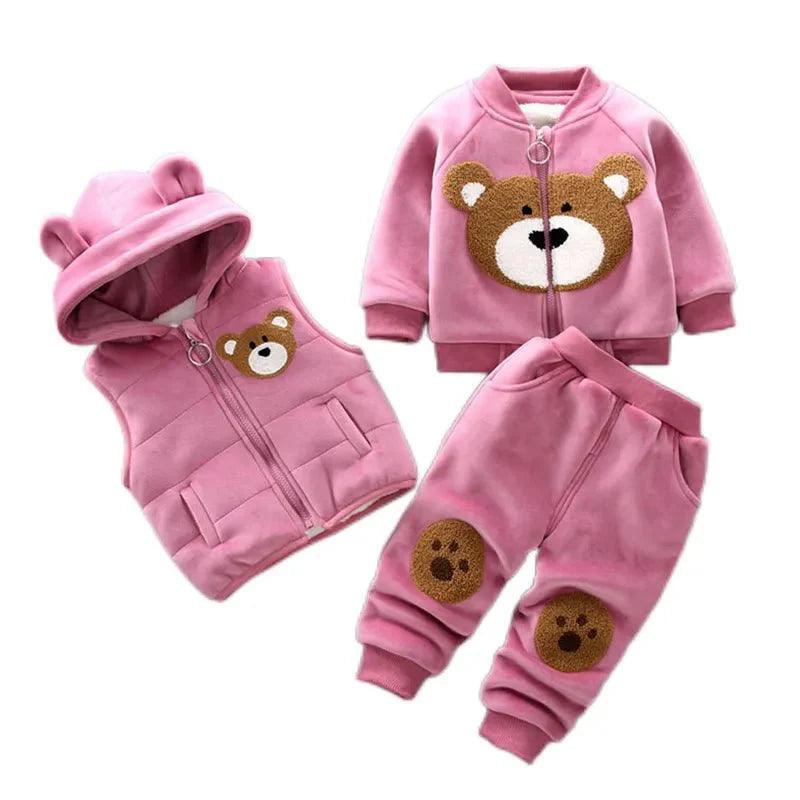 Thick Fleece Cartoon Bear Jacket Vest Pants - Nagatta