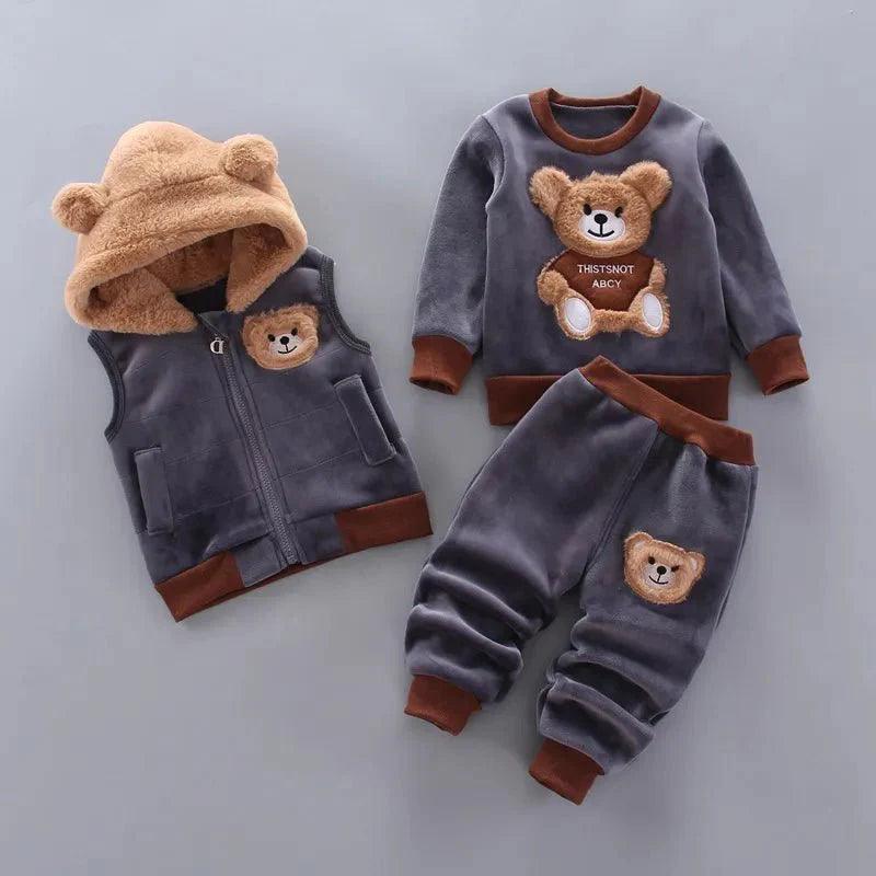 Thick Fleece Cartoon Bear Jacket Vest Pants - Nagatta