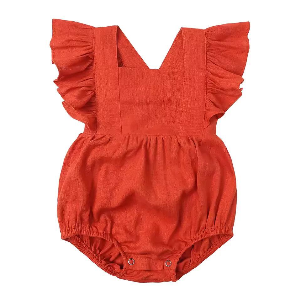 Baby Girl Linen Ruffle Romper for Stylish Comfort - Nagatta