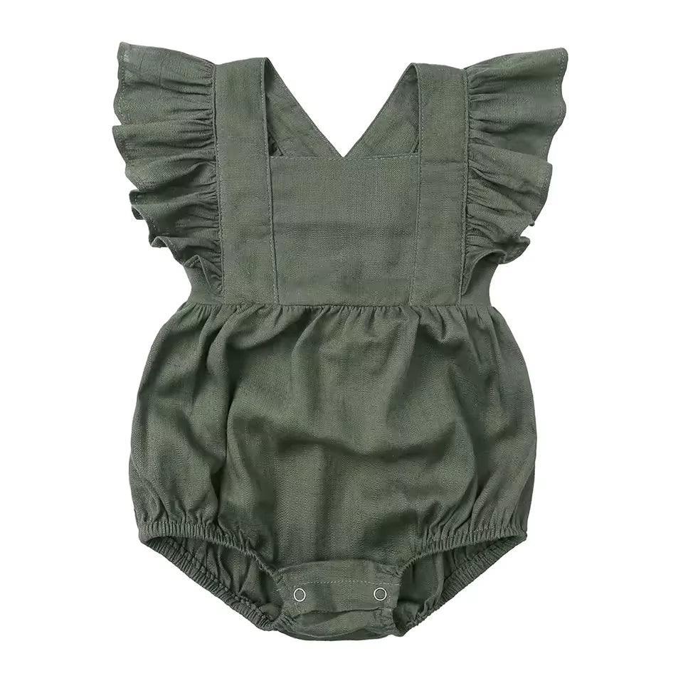 Baby Girl Linen Ruffle Romper for Stylish Comfort - Nagatta