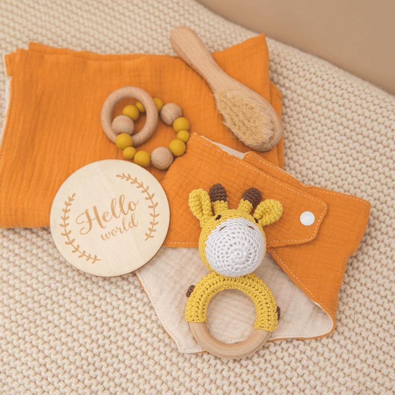 Wooden Rattles Cotton Blanket Baby Gift Set for Newborns - Nagatta