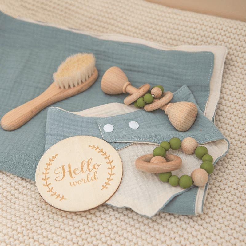 Wooden Rattles Cotton Blanket Baby Gift Set for Newborns - Nagatta